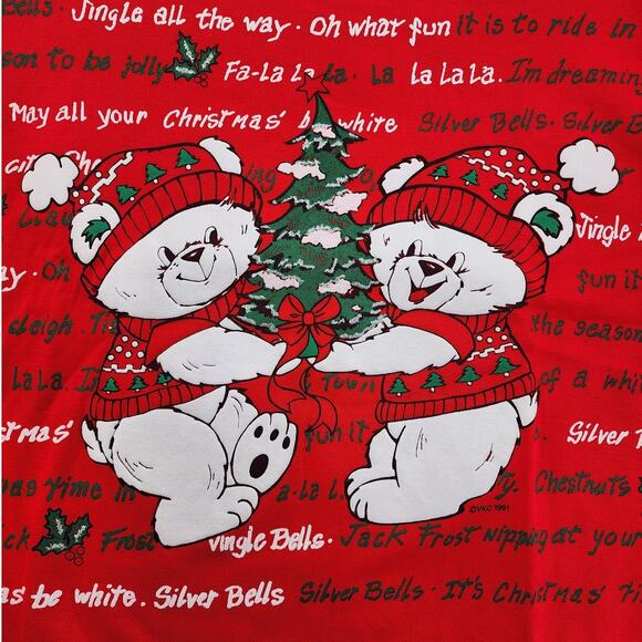 Vintage Nutcracker Sweatshirt Womens M Red Dual-Sided Teddy Bear Christmas Party - Picture 3 of 12